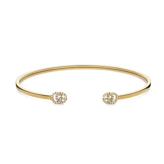 18K Double G Running Diamond Cuff Bracelet