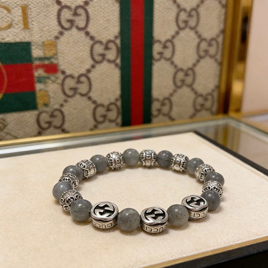 18K GG Anger Forest Grey Pearl Chain Bracelet