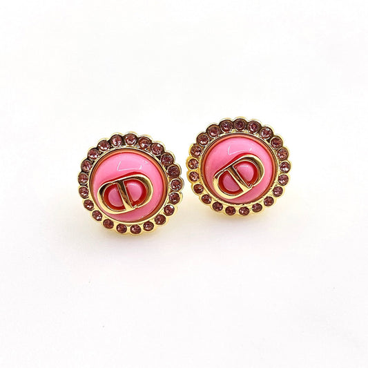 18K CC Pink Crystal Earrings