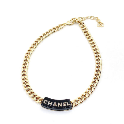 18K CC Black Logo Chain Necklace