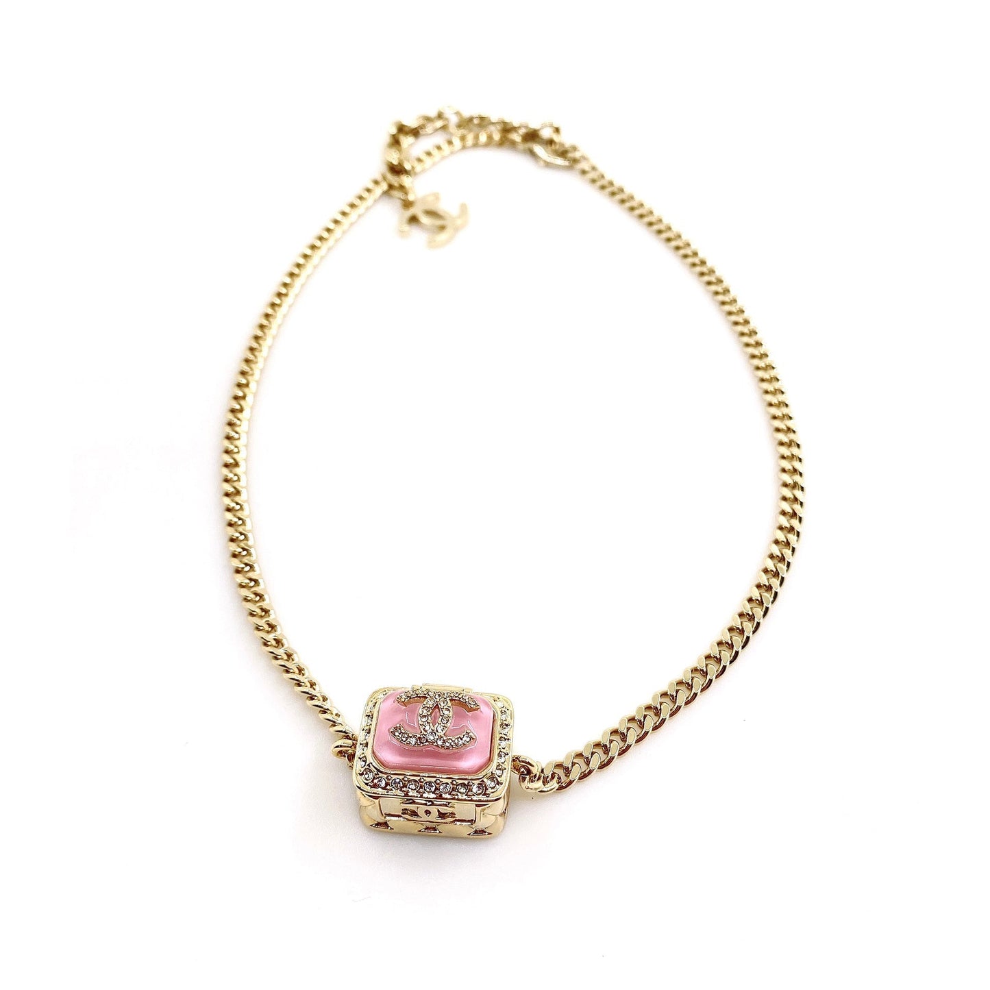 18K CC Pink Resin Chain Necklace