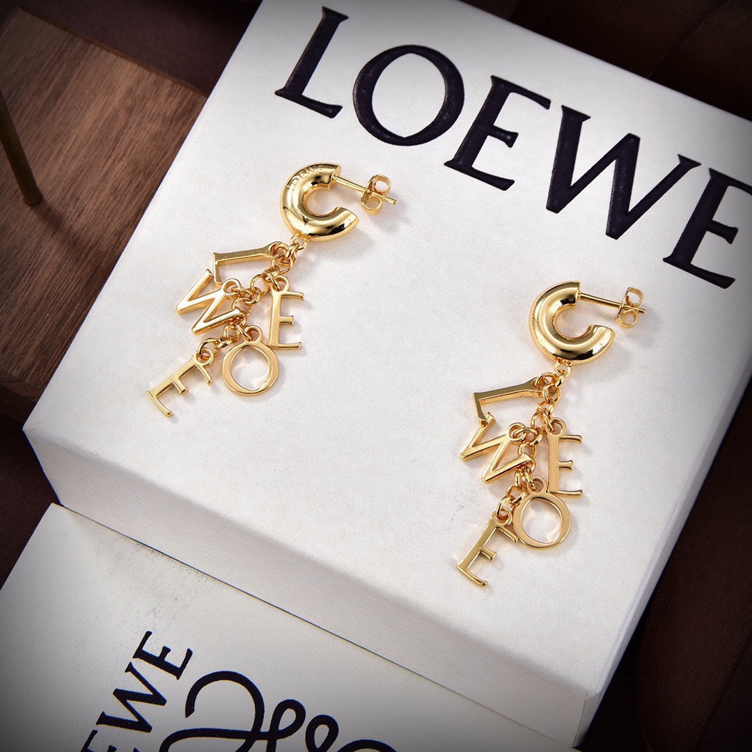 18K LOE Anagram Script Earrings
