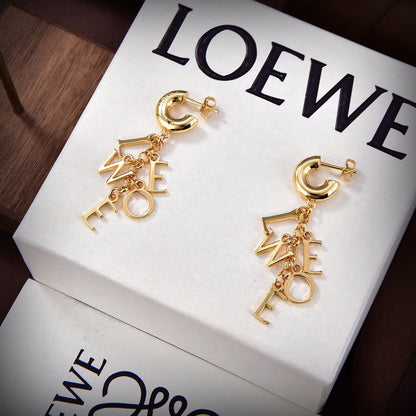 18K LOE Anagram Script Earrings