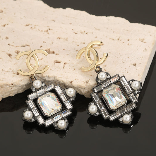 18K CC Crystal Earrings