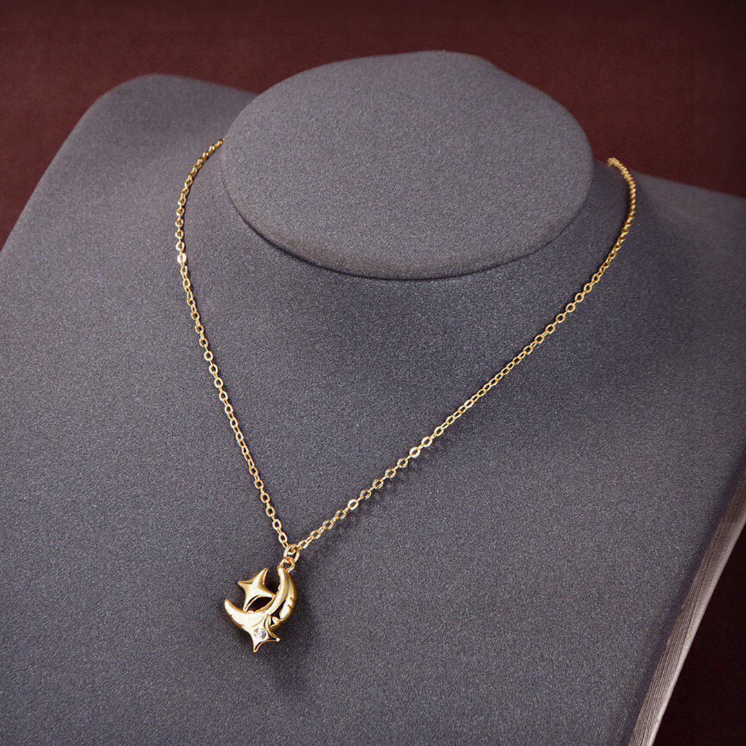 18K BV Star Moon Necklace