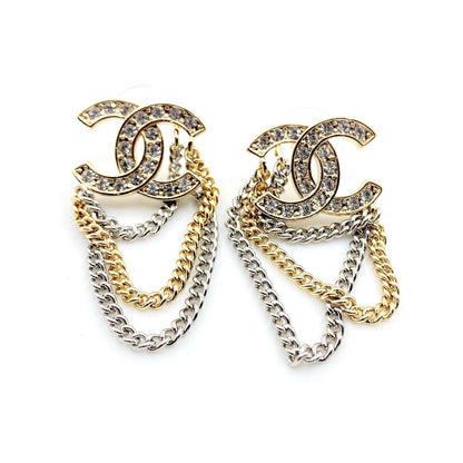 18K CC Chain Pendant Earrings