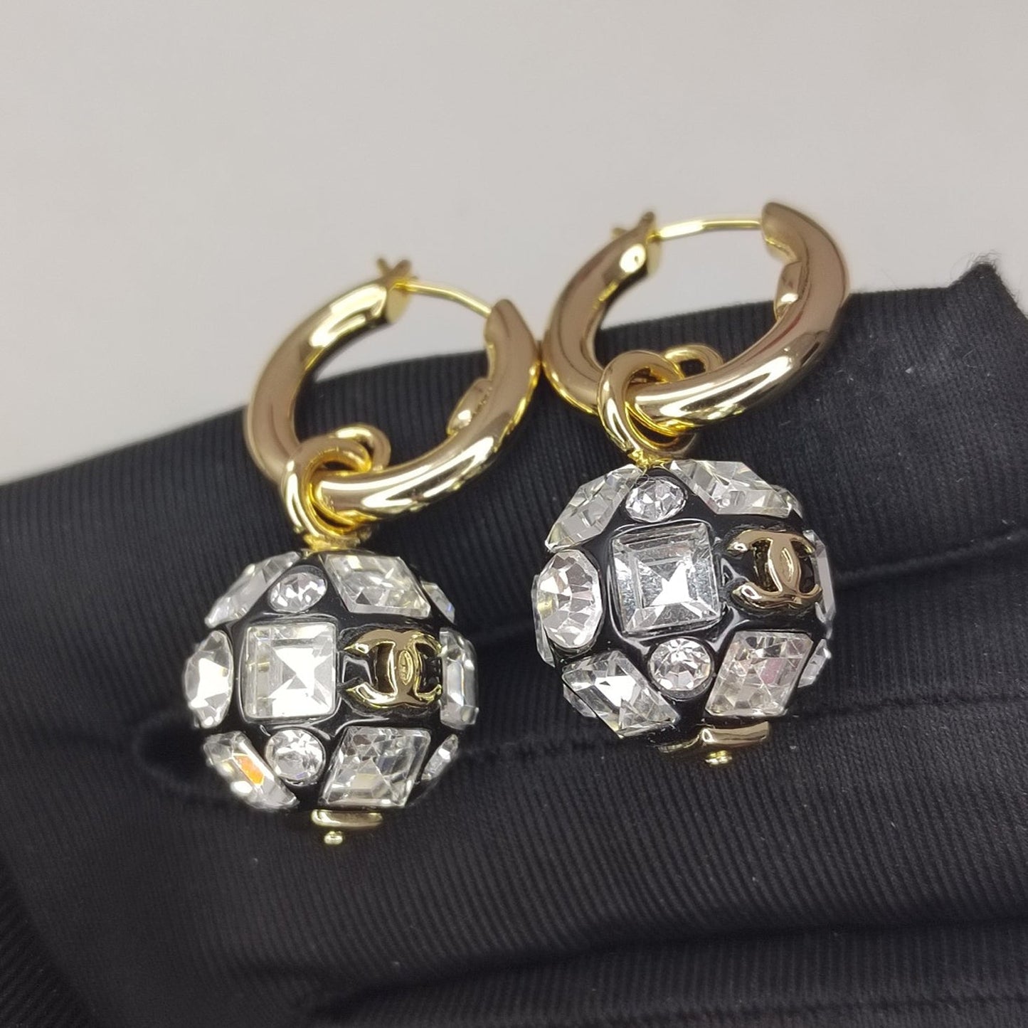 18K CC Ball Crystals Earrings