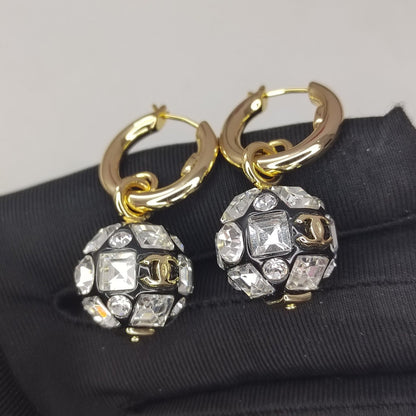18K CC Ball Crystals Earrings