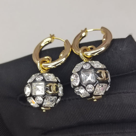 18K CC Ball Crystals Earrings