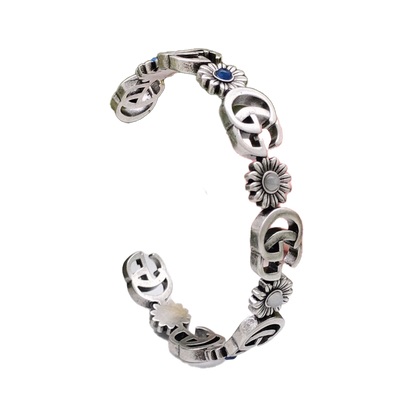 Double G Flowers Open Cuff Bracelet