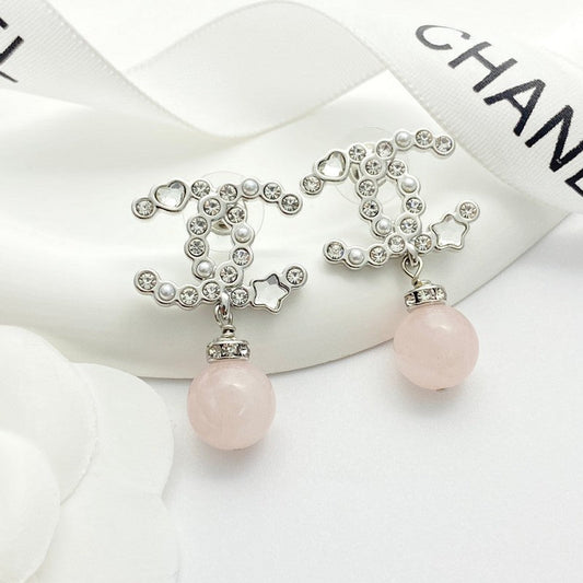 18K CC 25P Pink Pearl Gold Earrings