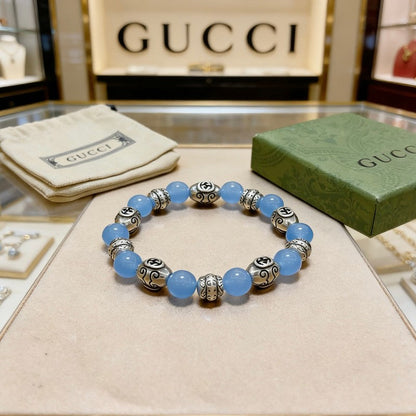 18K GG Anger Forest Blue Bead Chain Bracelet