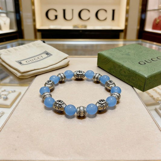 18K GG Anger Forest Blue Bead Chain Bracelet