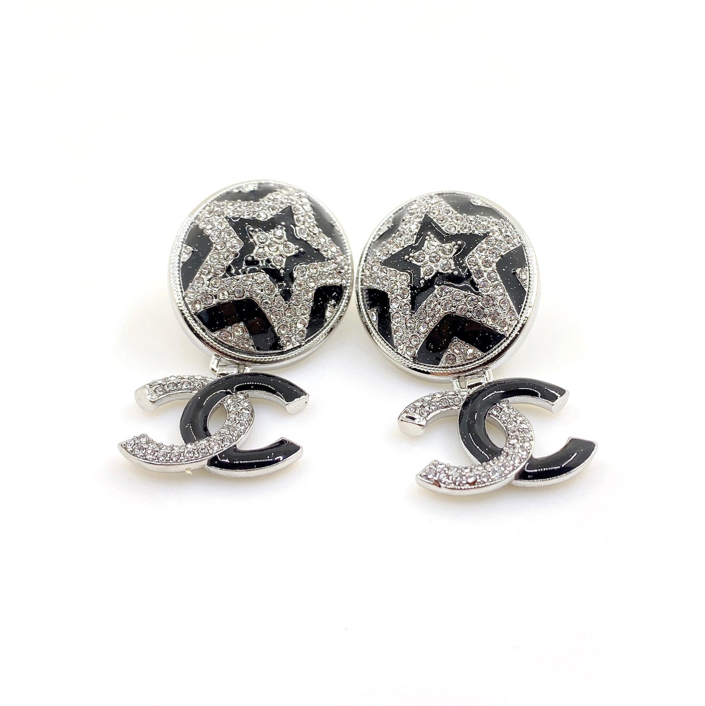 18K CC Diamond Earrings