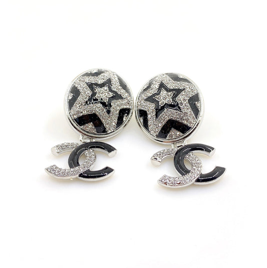 18K CC Diamond Earrings