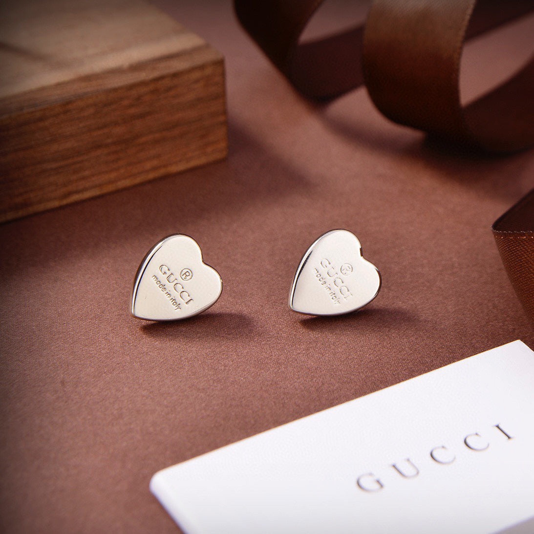 18K Double G Heart Earrings