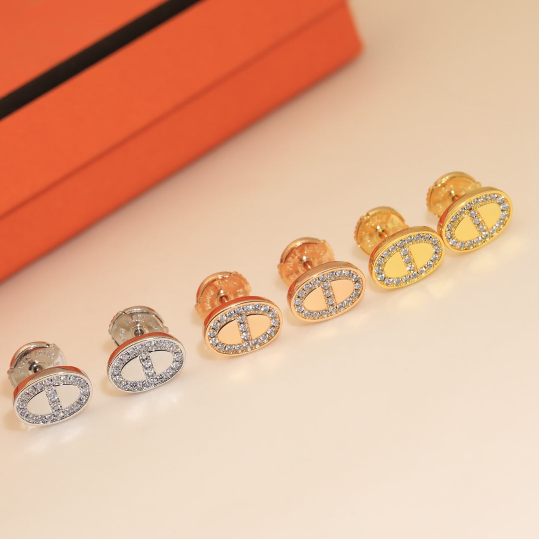 18K Mini Farandole Diamond H Earrings