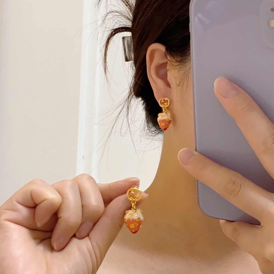 18K Double G Strawberry Earrings