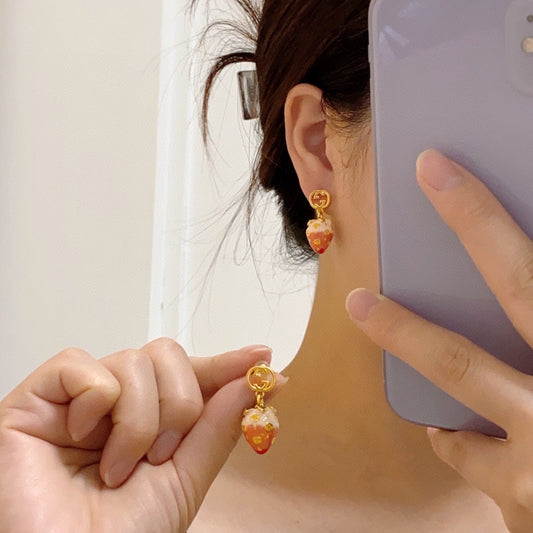 18K Double G Strawberry Earrings