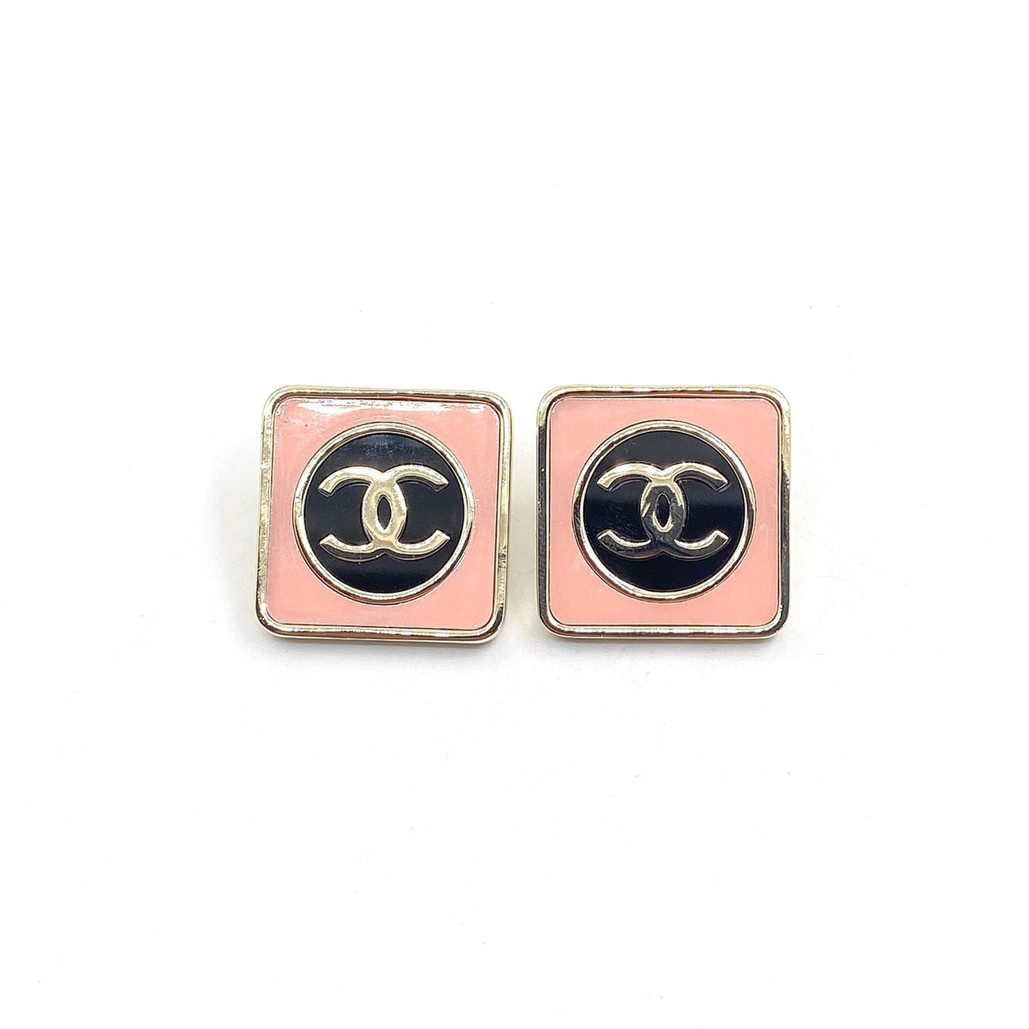 18K CC Square Pink Earrings