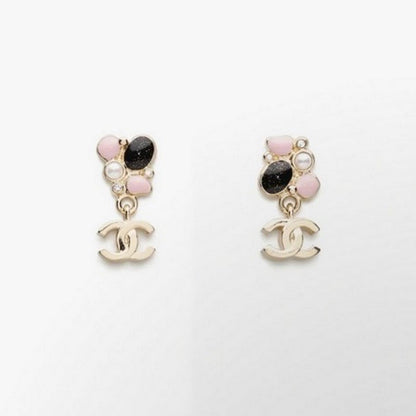 18K CC 25K Black & Pink Gold Earrings