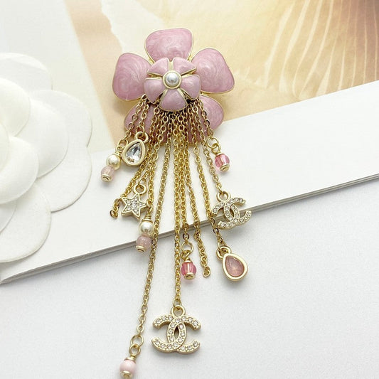 18K CC Camellia Tassel Brooch