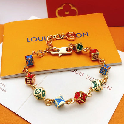 18K Louis Color Dice Gold Bracelet