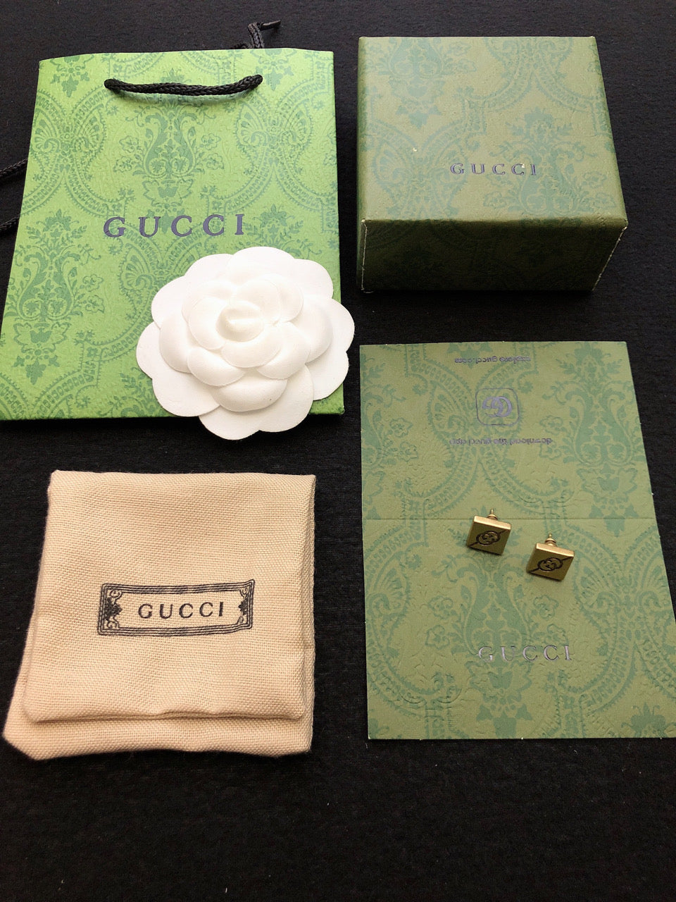 18K Double G Cube Earrings