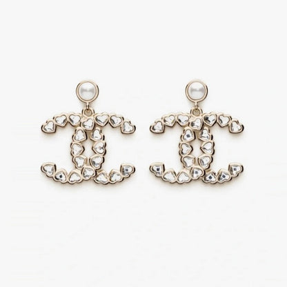 18K CC 25B Crystal Small Heart Earrings