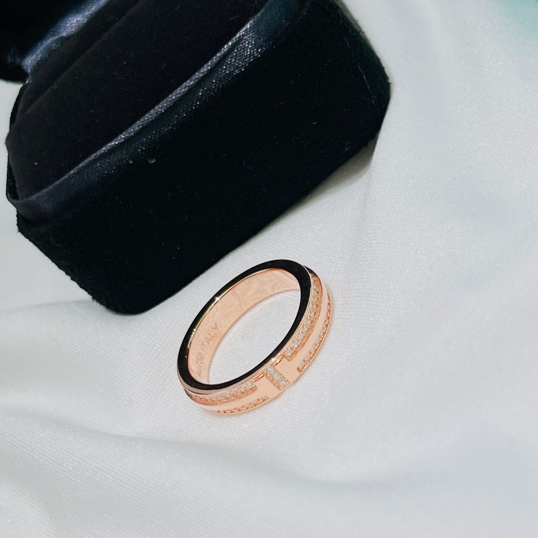 18K T Narrow Pave Diamond Ring