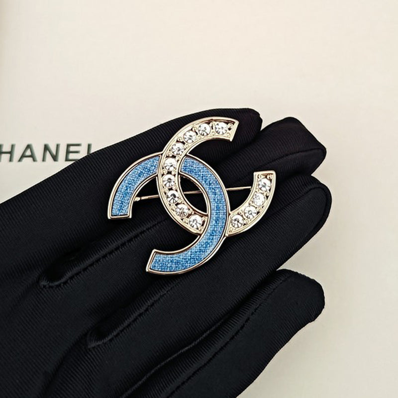 18K CC Blue & White Gold Diamond Brooch