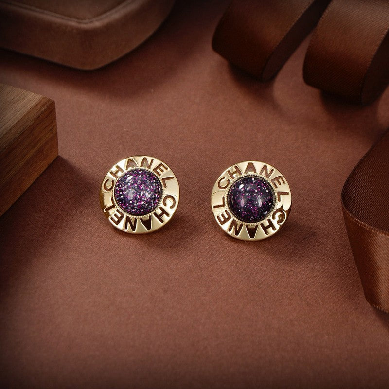 18K CC Purple Gold Earrings