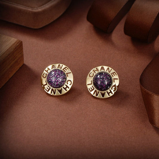 18K CC Purple Gold Earrings