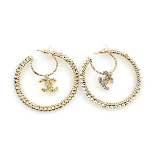 18K CC Circle Earrings