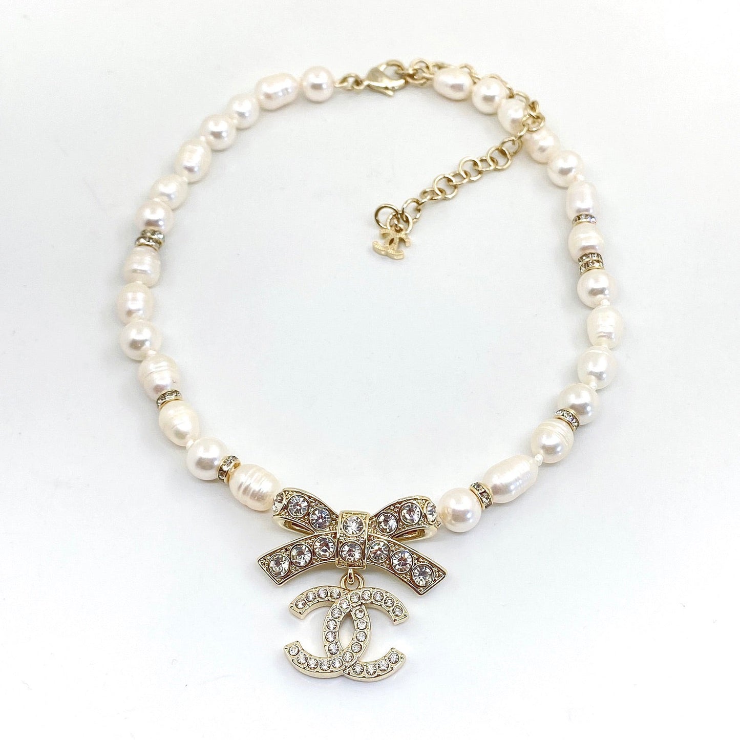 18K CC Bow Tie Diamonds Necklace