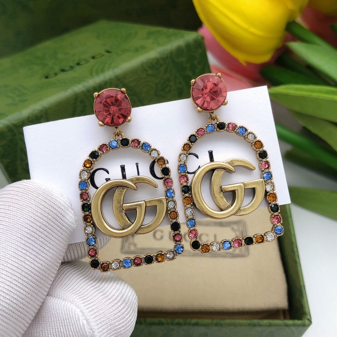 18K Double G Color Crystals Earrings