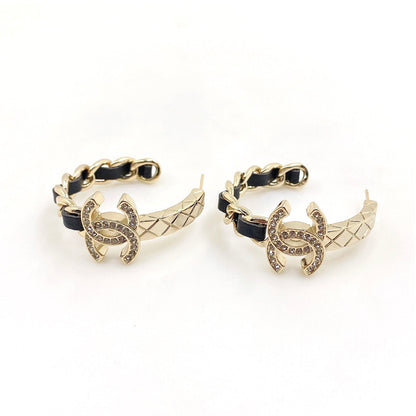 18K CC Black Open Earrings