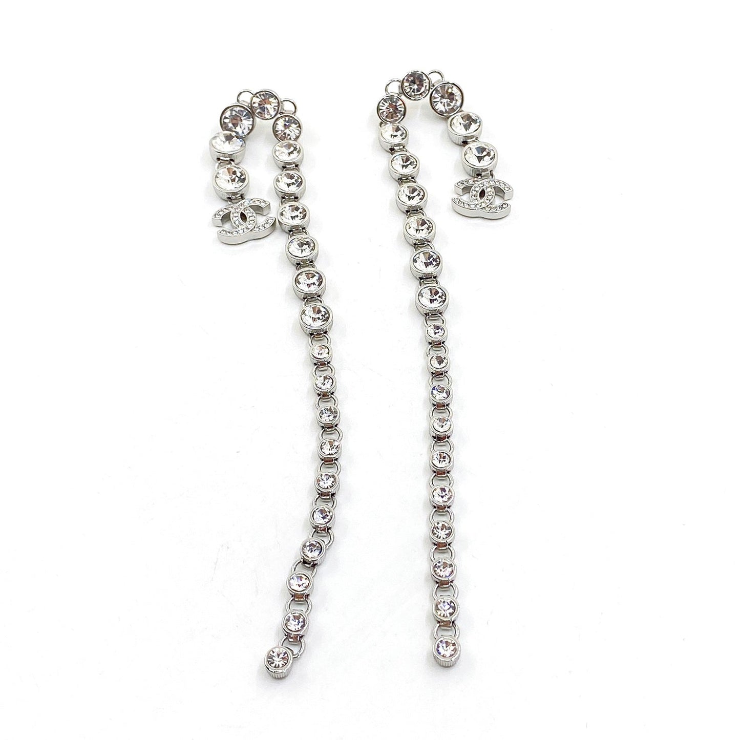 18K CC Long Crystal Earrings