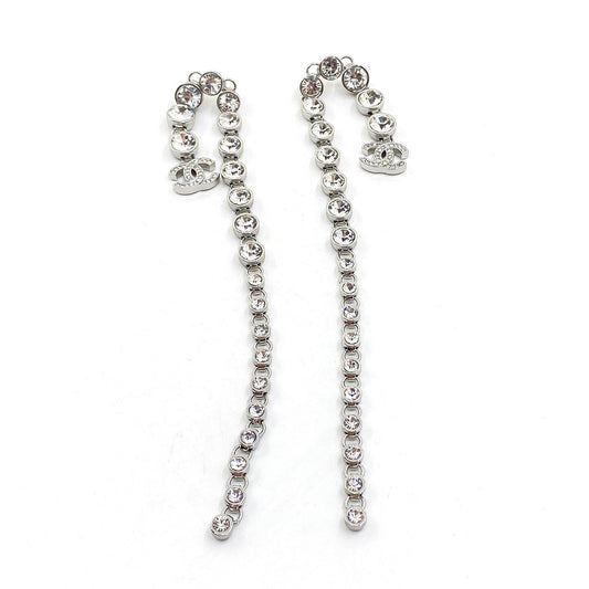 18K CC Long Crystal Earrings