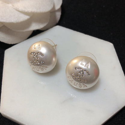 18K CC Pearl Earrings