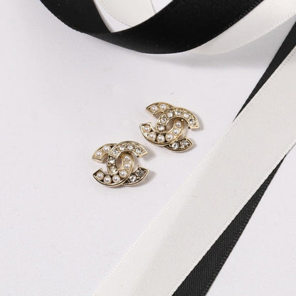 18K CC Diamond & Pearl Earrings