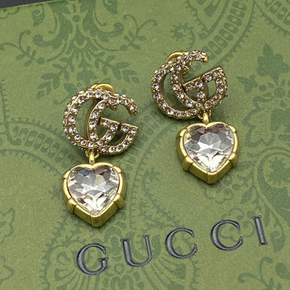 18K Double G Crystal Pendant Earrings