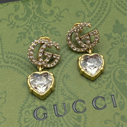 18K Double G Crystal Pendant Earrings