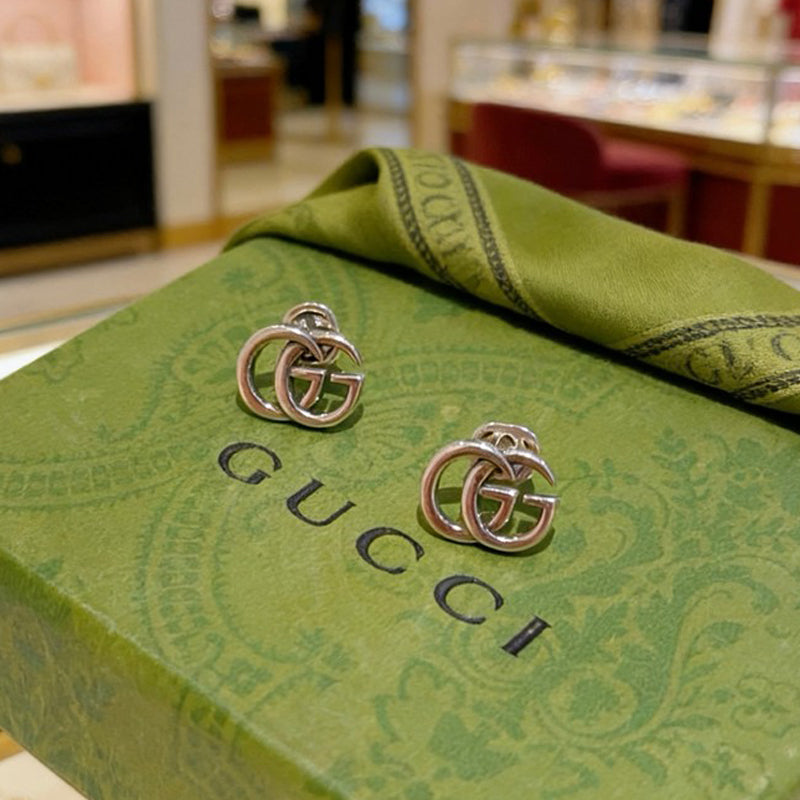 18K GG White Gold Earrings