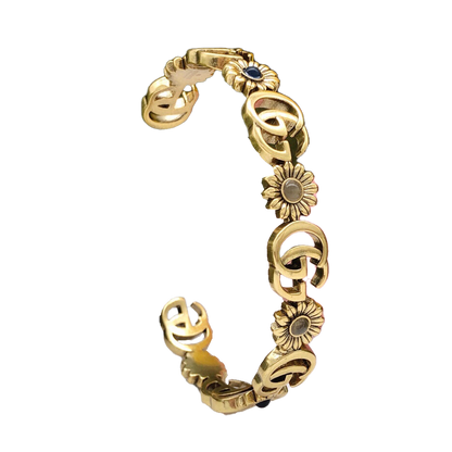 18K Double G Flowers Open Cuff Bracelet