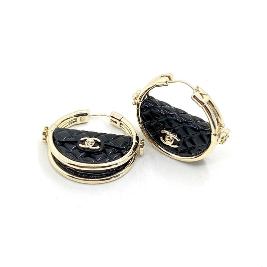 18K CC Black Bag Earrings