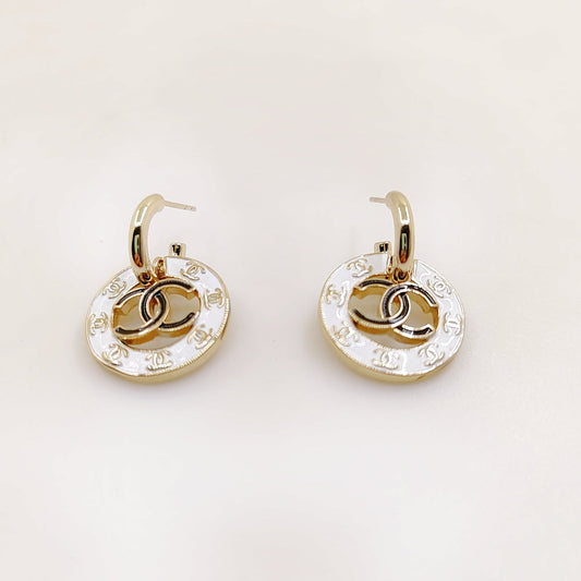 18K CC Circle Earrings