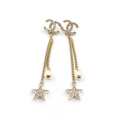 18K CC Pearl & Star Earrings