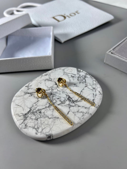 18K CD Vintage Tassel Diamonds Earrings