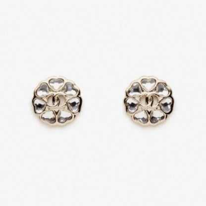 18K CC 25B Heart Crystal Earrings